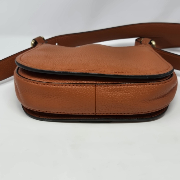 MICHAEL KORS MAXINE LEATHER SADDLE BAG CROSSBODY PURSE BURNT ORANGE WOMEN *FLAW* - Picture 12 of 15